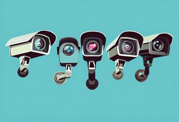 Surveillance Cameras Represents security, monitoring, and surveillance technology.