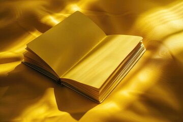 Canvas Print - A book lying open on a bright yellow background, perfect for education or reading themes