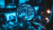 © Monty - A magnifying glass focusing on a digital globe's network, representing global connections on a glowing blue background.