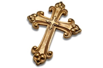 A gold cross on a simple white background, suitable for various uses such as branding, packaging, and more