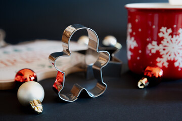 Christmas decorations on dark background