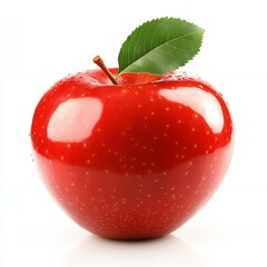 Poster - A fresh, red apple with a green leaf.