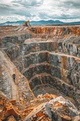 Poster - A large open pit filled with lots of dirt, suitable for use in industrial or construction-related contexts