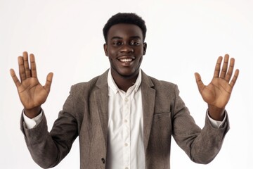 Poster - A person making expressive hand movements in a formal attire