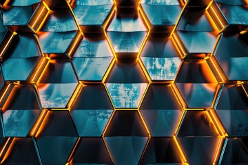 Poster - A close-up shot of a building featuring a unique hexagonal design on its facade