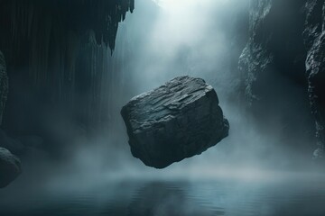 Poster - A large rock floating in the ocean