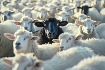 Poster - A group of sheep grazing peacefully, a classic farm scene