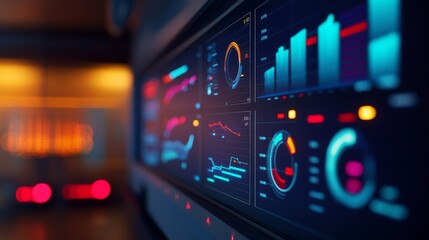 Poster - A vibrant display of a digital analytics dashboard, showcasing various charts and graphs representing data insights.