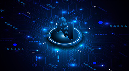 Leinwandbilder - Digital technology of the future. AI icon or artificial intelligence symbol. Future advanced artificial intelligence technology circuit board concept