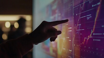 Poster - Engineer Pointing at Projected Renewable Energy Data in Meeting