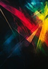 Poster - Vivid abstract artwork featuring vibrant splashes and sharp intersecting lines, delivering dynamic visual impact.