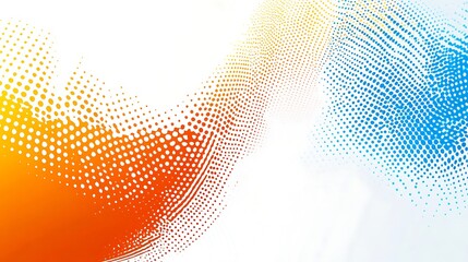 Abstract background with colorful dots in a wave pattern on a white background.