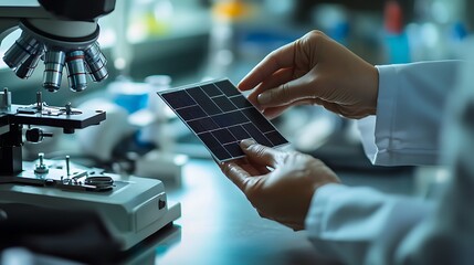Aufkleber - Engineer Demonstrating Solar Panel Model in Laboratory