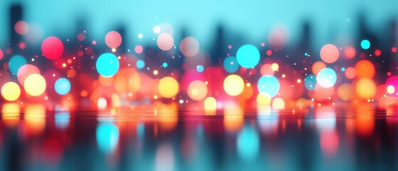 Poster - Colorful bokeh lights creating a vibrant, dreamy background.