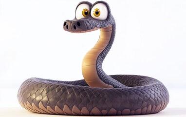 Poster - A whimsical cartoon snake with large eyes playfully poses against a bright background, bringing a fun and lively atmosphere to the scene