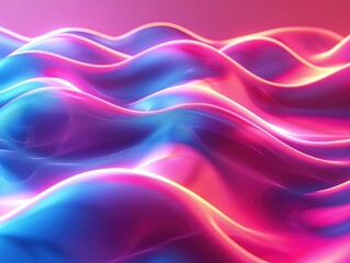 Poster - Vibrant, colorful abstract waves with smooth curves and glowing lights, creating a dynamic and energetic visual effect.