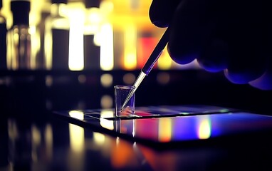 Poster - Engineer Connecting Wires to Solar Cell with Tweezers Closeup