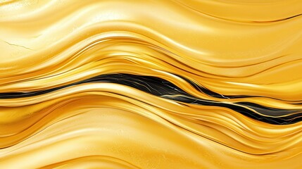 Canvas Print - Abstract Gold and Black Liquid Swirls.