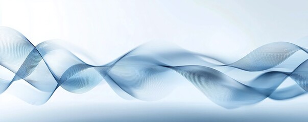 Poster - Abstract blue wave lines on a white background, creating a smooth and dynamic visual design, perfect for backgrounds or design elements.