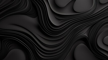 Poster - Abstract dark wavy layered background with smooth curves and textures, perfect for modern design projects, web backgrounds, and presentations.