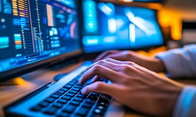 Aufkleber - Engineer Typing While Analyzing Wind Turbine Simulations