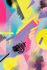 Poster - Bright geometric patterns express energy and vibrancy in this lively digital artwork, reflecting a dynamic abstract style.