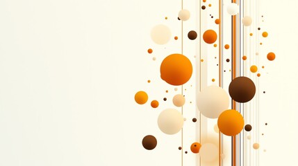 Poster - Abstract minimalistic background with orange, brown, and beige 3D spheres and lines on a light backdrop. Modern and artistic design.