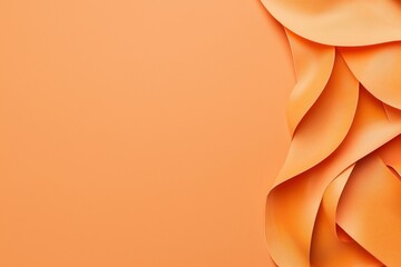 Poster - Abstract orange paper waves creating a textured and layered background. Ideal for design, art, and modern minimalistic concepts.