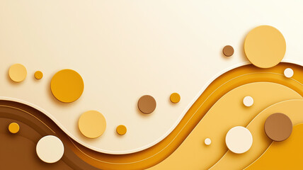 Poster - Abstract wavy background with brown and yellow circles. Modern, stylish design perfect for backgrounds, banners, and digital art projects.
