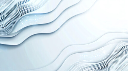 Poster - Abstract white and light blue layered wave background with intricate lines and textures, perfect for design, technology, and presentations.