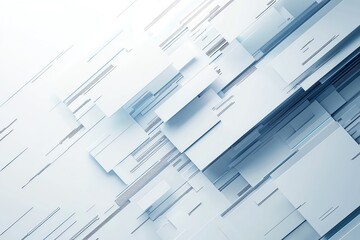 Poster - Abstract white geometric background with overlapping rectangular shapes and lines creating a modern, clean, and minimalistic design.