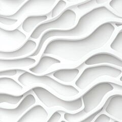 Poster - Abstract white wave pattern background with fluid contours and organic shapes ideal for modern designs and creative layouts.