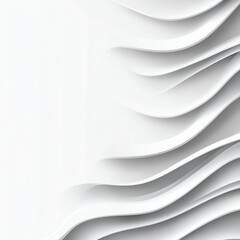 Poster - Abstract white wavy layered background with smooth and flowing curves, creating a minimalistic and modern design.