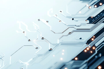 Aufkleber - Close-up image of a modern electronic circuit board with glowing components, showcasing advanced technology and microchip design.