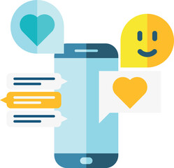 Poster - smartphone with chat messages flat icon. app notification