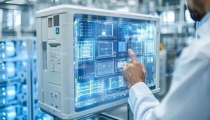 Poster - Engineer Adjusting Connectors on Energy Storage Battery in Lab