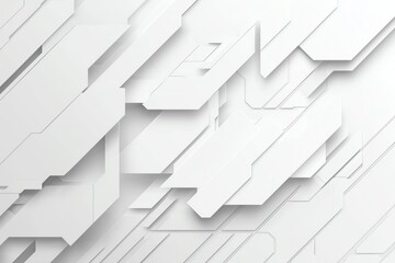 Poster - Modern abstract white geometric background with layered and overlapping shapes, perfect for technology and design concepts.