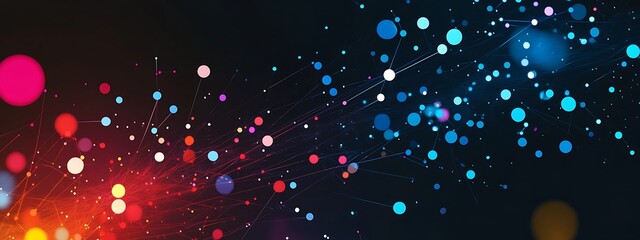Poster - Abstract background with colorful glowing dots connected by thin lines on dark background.