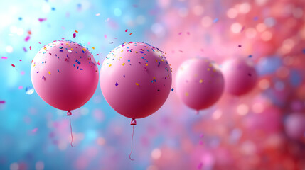 Poster - A birthday banner with vibrant colors and confetti, floating on a soft pastel canvas,