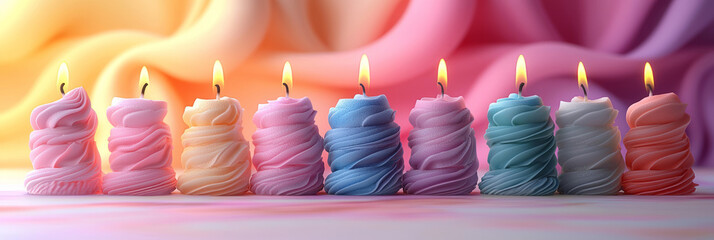 Poster - A set of birthday candles ready to be placed on a cake, isolated on a pastel background,