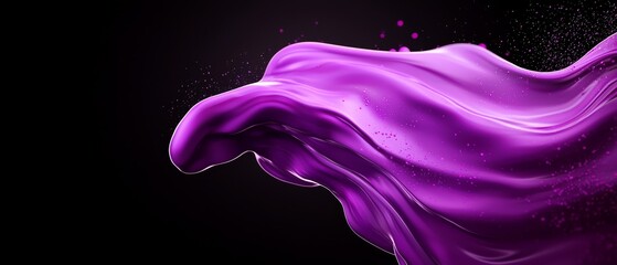 Wall Mural -  Purple liquid suspended in air against black backdrop, with a pink splash at bottom