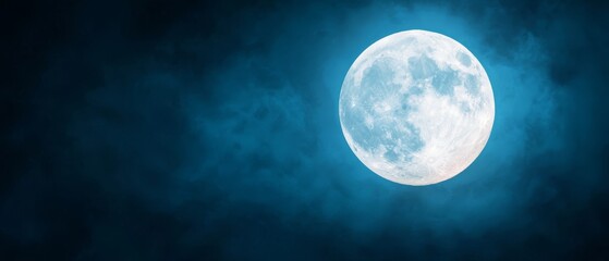 Canvas Print -  A full moon in the dark sky, foreground featuring a cloud of smoke, background boasting a blue hue