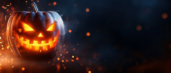 Sticker -  A jack-o-lantern glows in the dark, emitting a bright light