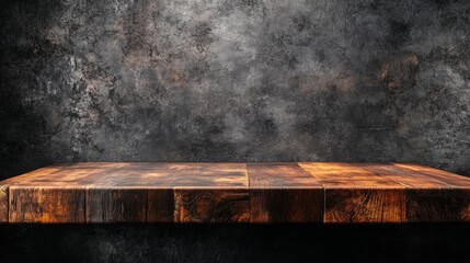 Poster - A wooden table with a black background