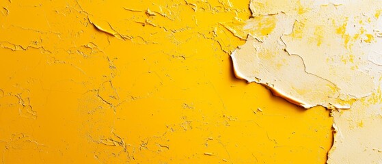 Canvas Print -  A close-up of a yellow wall with chipping and peeling paint