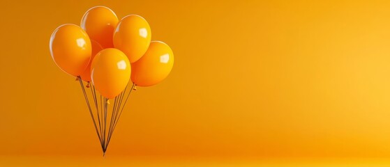 Poster -  Yellow balloons with shadows afloat against a yellow backdrop