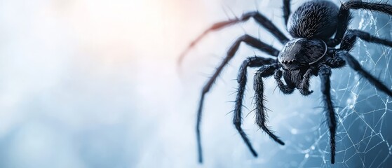 Canvas Print -  A close-up of a spider on a web of spider webs ..Or, if you prefer to keep the web of