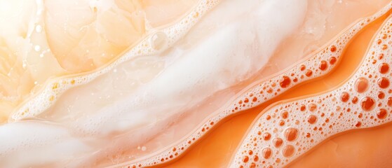 Poster -  A close-up of an orange against an white background, adorned with water droplets and bubbles at the bottom