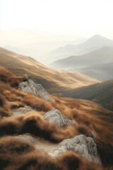 Poster - A gradient of earth tones, blending from warm brown to soft beige, floating gently,