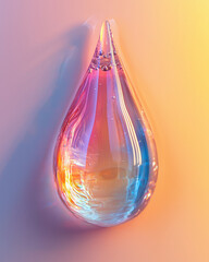 Fototapete - The refraction of light through a water droplet, isolated on a light pastel background,